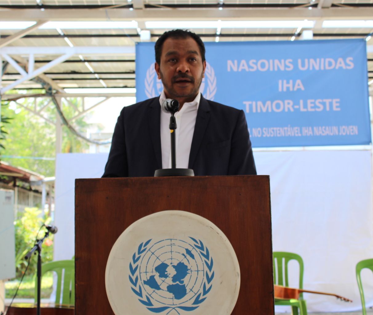 'The Timor-Leste Government has strongly supported the UN reform process which gets underway next January. Speaking at UN Day Celebrations at UN House in Dili the Minster acknowledged that water should remain a development priority. UN Photo/Ian Mannix.